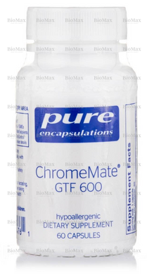 Унікальний полінікотинат хрому, ChromeMate GTF 600, Pure Encapsulations, 600 мкг 60 капсул