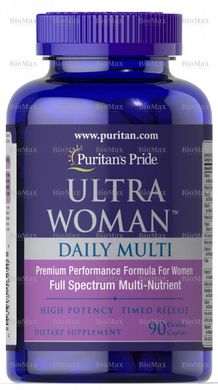 Мультивітаміни для жінок ультра , Woman Daily Multi Timed, Puritan's Pride, 90 капсул