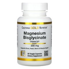Магний Бисглицинат California Gold Nutrition (Magnesium Bisglycinate) 60 вегетарианских капсул