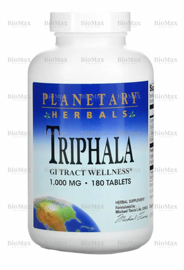 Трифала премиум, Triphala, Planetary Herbals, 1000 мг, 180 таблеток