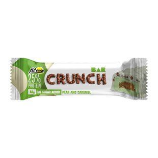 Протеїновий батончик, Crunch Bar 25%, FitWin, смак груші й карамелі, 12,5 г білка, 12 батончиків по 50 г