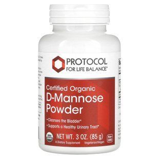 D-маноза, D-Mannose, Protocol for Life Balance, сертифікований органічний порошок, 85 г