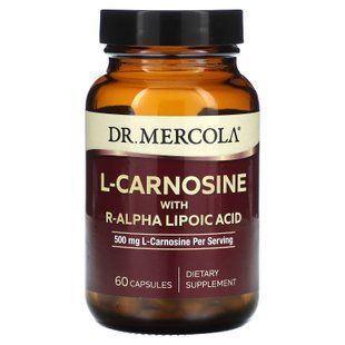 L-карнозин з R-альфа-ліпоєвою кислотою, L-Carnosine with R-Alpha Lipoic Acid, Dr. Mercola, 250 мг, 60 капсул