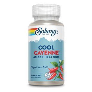 Кайенский перец, Cool Cayenne, Solaray, 40 000 HU, 90 вегетарианских капсул (300 мг на капсулу)