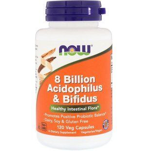 Пробіотики, 8 Billion Acidophilus & Bifidus, Now Foods, 8 млрд, 120 капсул