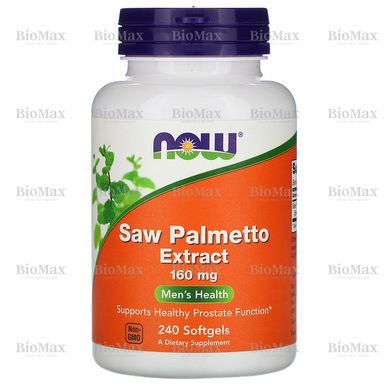 Экстракт пальмы сереноа, Saw Palmetto Extract, Now Foods, 160 мг, 240 капсул