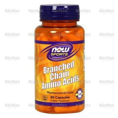 Комплекс амінокислот, Branched Chain Amino Sports, Now Foods, 60 капсул