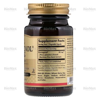Пікногенол, Pycnogenol, Solgar, 30 мг, 30 капсул
