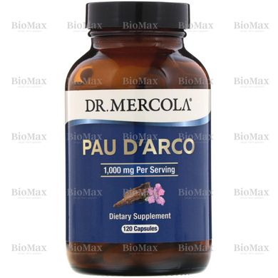 По д'арко, Кора муравьиного дерева, Pau D'Arco, Dr. Mercola, 1000 мг, 120 капсул