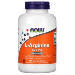 Аргинин, L-Arginine, Now Foods, 500 мг, 250 капсул