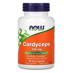 Гриби Кордицепс, Cordyceps, Now Foods, 750 мг, 90 капсул