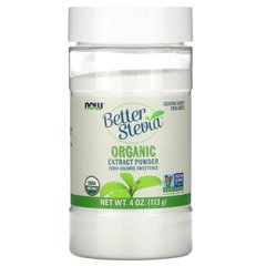 Сертифікований органічний екстракт стевії, порошок, Better Stevia Powder Organic, Now Foods, 113 г
