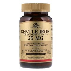 Мягкое железо, Gentle Iron, Solgar, 25 мг, 180 капсул