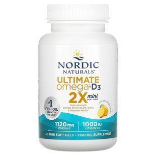Рыбий жир с витамином D3, Ultimate Omega 2X, Nordic Naturals, лимон, 60 гелевых мини капсул