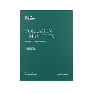 Колаген + МСМ Флекс, Collagen + MSM Flex, My Nutri Week, з підсолоджувачем, смак Манго + маракуйя, 30 саше, 202,5 г