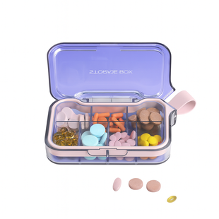 Органайзер для таблеток на 7 відділень, 7 Case Pill Organizer Pill Box & Travel Pill Case, MEMOSAN, фіолетовий