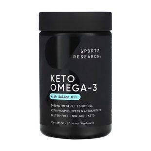 Кето Омега-3 з олією лосося, крилем і MCT, Keto Omega, Sports Research, 1400 мг омега-3, 120 гелевих капсул
