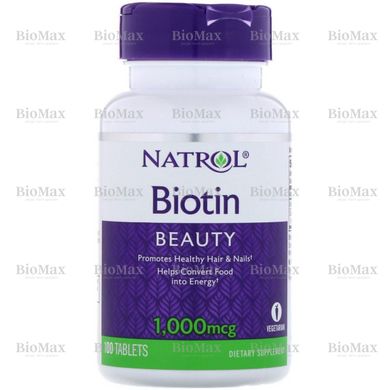 Біотин, Biotin, Natrol, 1000 мкг, 100 таблеток