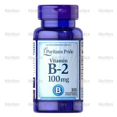 Витамин В-2, Vitamin B-2 (Riboflavin), Puritan's Pride, 100 мг 100 таблеток