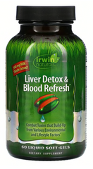 Детоксикация печени и очистка крови, Liver Detox & Blood Refresh, Irwin Naturals, 60 капсул