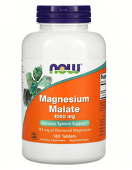 Магний малат, Magnesium Malate, Now Foods, 1000 мг, 180 таблеток