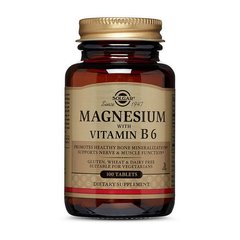Магний, витамин В6, Magnesium with Vitamin B6, 400/25 мг, Solgar, 100 таблеток