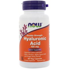 Гиалуроновая кислота, Hyaluronic Acid, Now Foods, 100 мг, 60 капсул