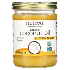 Органічна кокосова олія, зі смаком вершкового масла, Coconut Oil, Nutiva, 414 мл