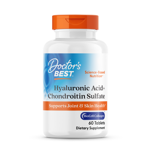 Гіалуронова кислота з хондроїтином, Hyaluronic Acid with Chondroitin, Doctor's Best, з колагеном BioCell, 60 таблеток