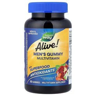 Витамины для мужчин, Men's Gummy Vitamins, Nature's Way, Alive! фрукты, 60 жевательных конфет