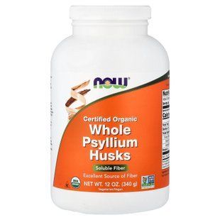 Подорожник органический, Whole Psyllium Husks, Now Foods, цельная шелуха, 340 г