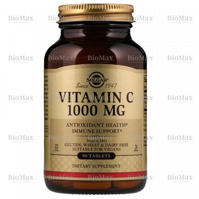 Витамин С, Vitamin C, Solgar, 1000 мг, 90 таблеток