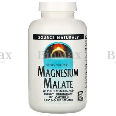 Магний малат, Magnesium Malate, Source Naturals, 3750 мг, 200 капсул, Магний малат, Magnesium Malate, Source Naturals, 3750 мг, 200 капсул