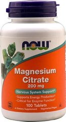 Магний цитрат, Magnesium Citrate, Now Foods, 200 мг, 100 таблеток