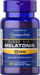Мелатонин, Melatonin, Puritan's Pride, 5 мг, 60 капсул