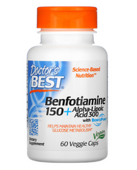 Бенфотиамин + Альфа-липоевая кислота (Benfotiamine + Alpha-lipoic acid), Doctor's Best, 300 мг/150 мг 60 капсул