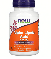 Альфа-липоевая кислота, Alpha Lipoic Acid, Now Foods, 100 мг, 120 вегетарианских капсул