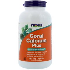 Коралловый Кальций +, Coral Calcium Plus, Now Foods, 250 вегетарианских капсул
