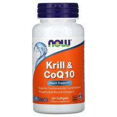 Криль и CoQ10, Krill&CoQ10, Now Foods, 60 капсул