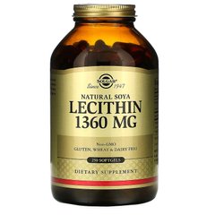 Лецитин, Lecithin, Solgar, 1360 мг, 250 капсул