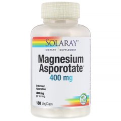 Магній аспартат, Magnesium Asporotate, Solaray, 400 мг, 180 капсул