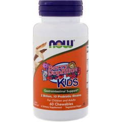 Пробиотик для детей, Berry Dophilus Kids, Now Foods, 2 млрд КОЕ 60 жевательных таблеток
