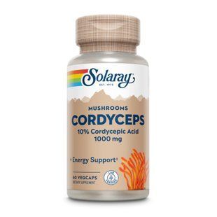 Кордицепс, Mushrooms Cordyceps, Solaray, 1000 мг, 60 вегетарианских капсул (500 мг на капсулу)
