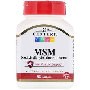 Метилсульфонілметан МСМ, MSM, 21st Century, 1000 мг, 90 таблеток
