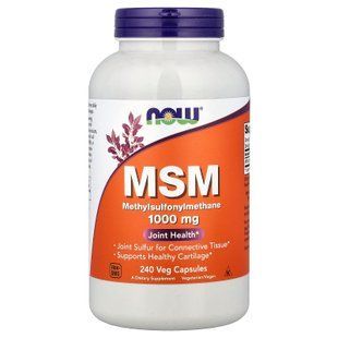 МСМ, Метилсульфонілметан, MSM, NOW Foods, 1000 мг, 240 вегетаріанських капсул.