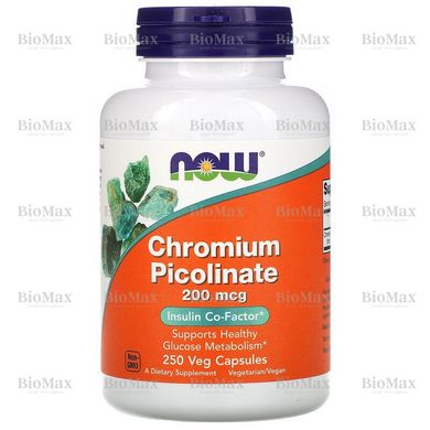 Хром піколінат, Chromium Picolinate, Now Foods, 200 мкг, 250 капсул