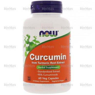 Куркумін, Curcumin, Now Foods, 665 мг, 60 капсул