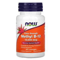 Витамин B12, Extra Strength B-12 Now Foods, 10000 мкг 60 леденцов