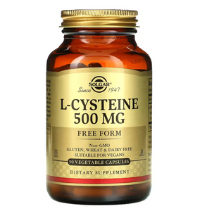L-Цистеїн, L-Cysteine, Solgar, 500 мг, 90 капсул
