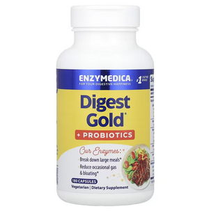 Пробіотик + ферменти, Digest Gold + Probiotics, Enzymedica, 180 капсул